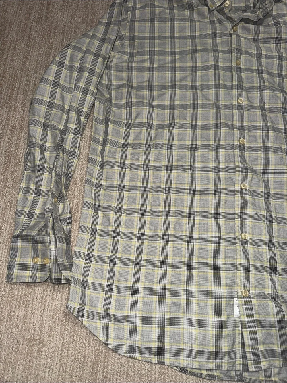 Peter Millar Men’s Button Down Shirt Size L White Yellow Long Sleeve Cotton Top - Picture 4 of 9